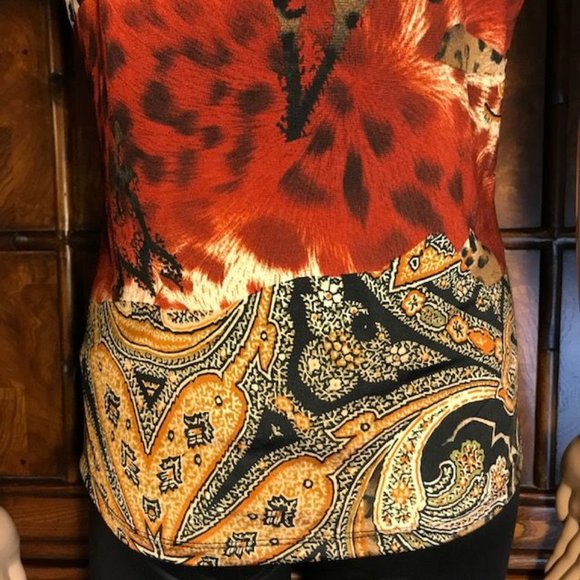 Grecian Multi Print Drape Front Sleeveless Top - Picture 10 of 12